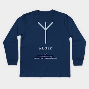 Algiz - Elk Rune, Divine Connection Kids Long Sleeve T-Shirt